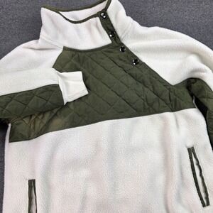 Abercrombie & Fitch Pullover Women Medium Brown Sherpa Fleece Quilted Jacket